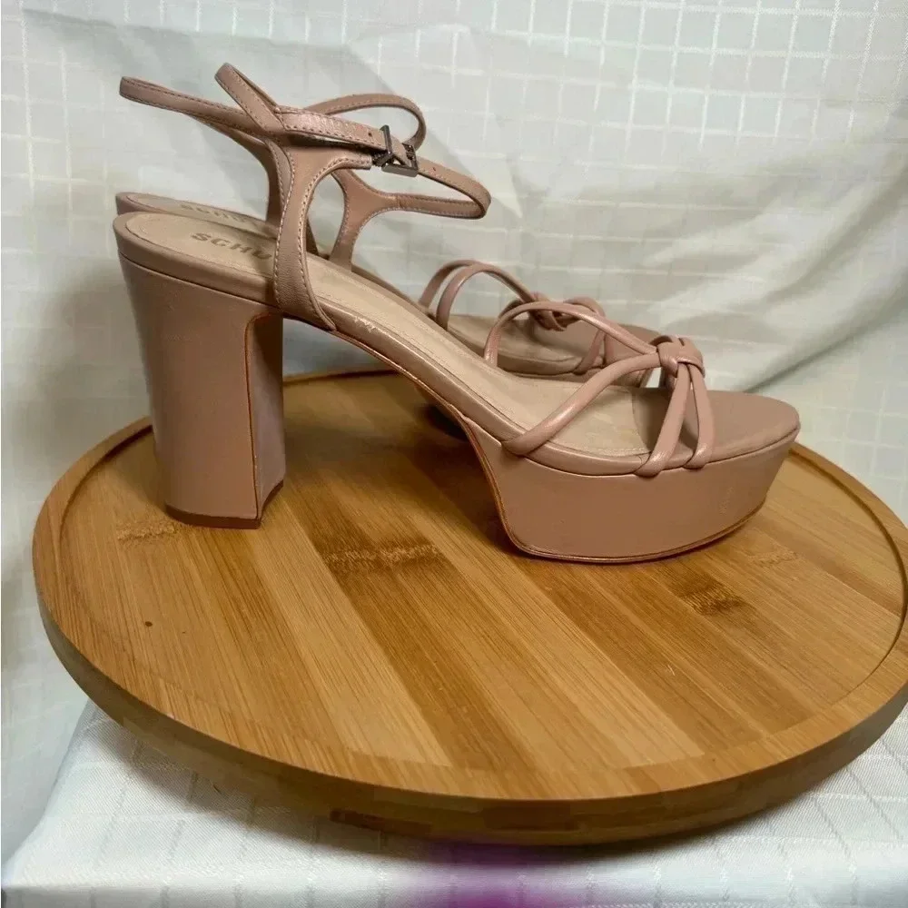 SCHUTZ Women’s 11 Platform Ankle Strap Nude Heels New Few Marks. See Pics